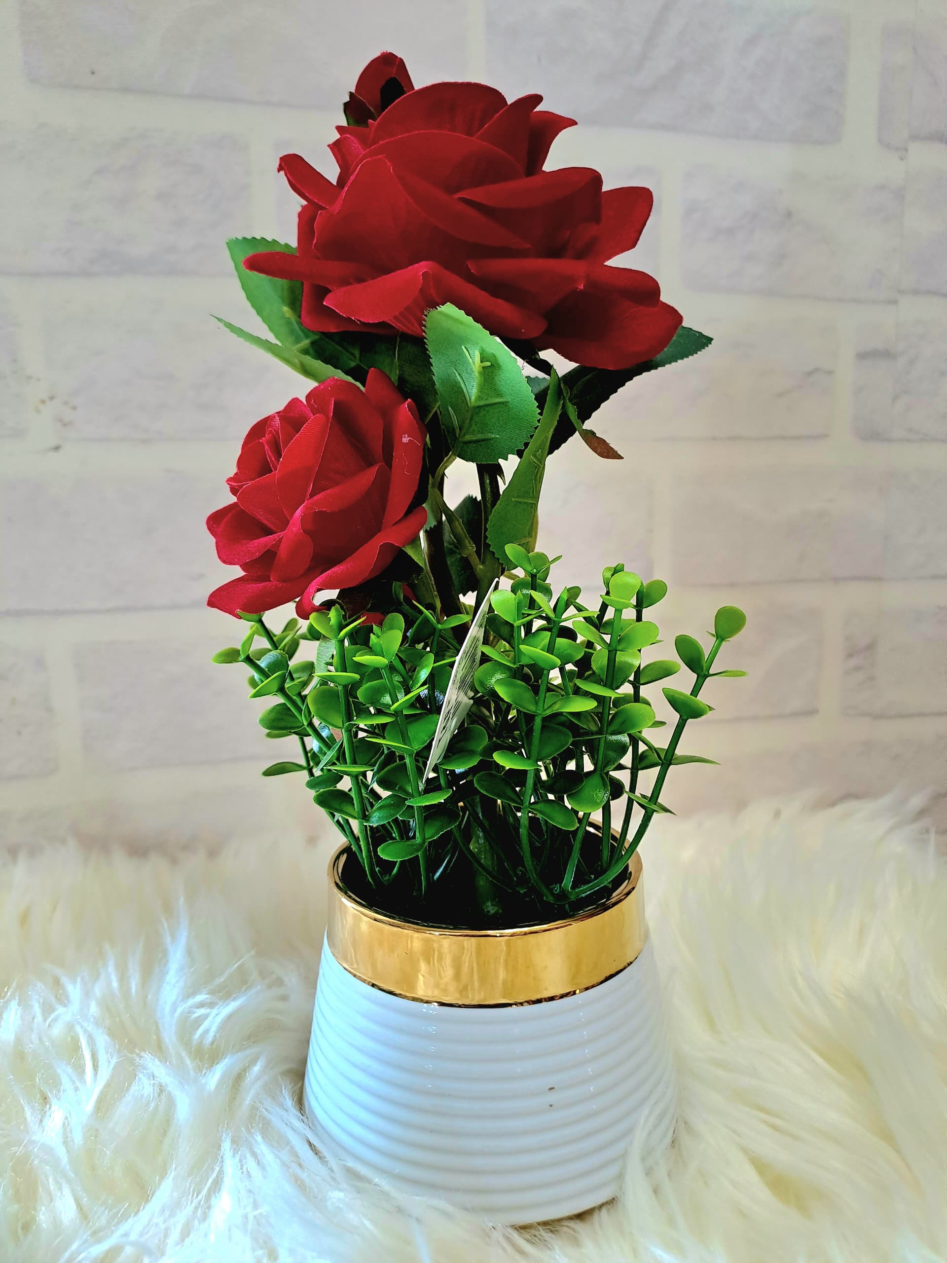 Fleur Pot Porcelaine Blanc Dore