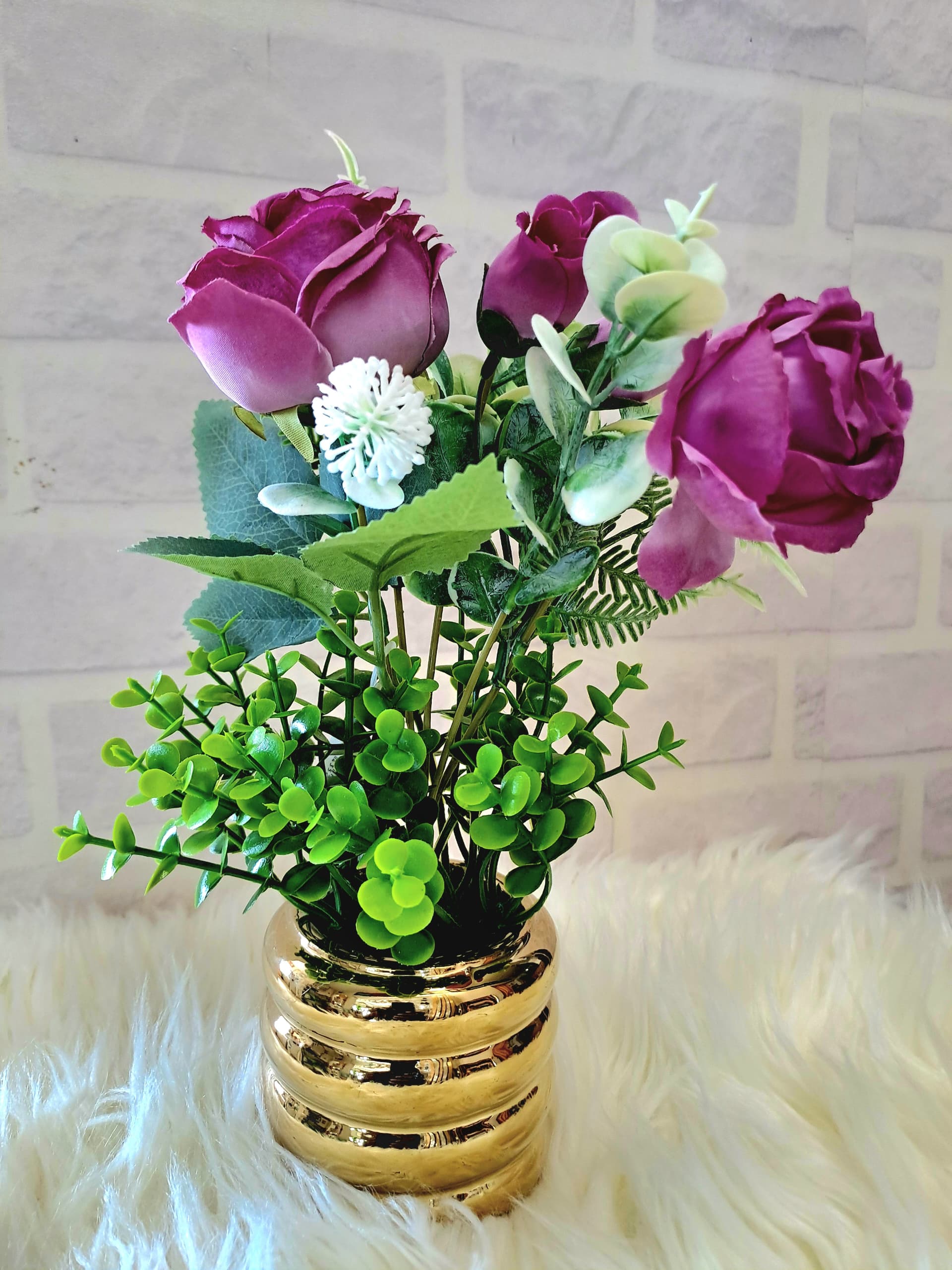 Fleur Pot Porcelaine Dore